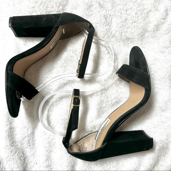 STEVE MADDEN CARRSON black ankle traps sandal pumps womens size 8 - Picture 5 of 9